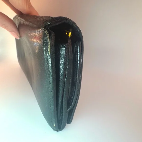 Balenciaga Giant Continental Wallet Black Lambskin Gold Hardware Authentic - Picture 3 of 15